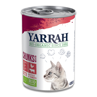 Yarrah Bio Chunks In Soße Hühn, Rind mit Brennnessel & Tomate - Katze