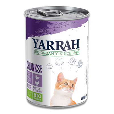 Yarrah Bio Chunks In Soße Hühn, Truthahn mit Brennnessel & Tomate - Katze