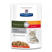 Hill's Feline Metabolic + Urinary Stress - 4 x 12 x 85 g Pouch
