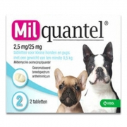 Milquantel Kleines Hund/Welp 0.5 - 5 kg (2,5 mg/25 mg) - 2 Tabletten