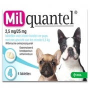Milquantel Kleine Hond/Pup 0.5 - 5 kg (2,5 mg/25 mg) - 4 Tabletten | Petcure.nl