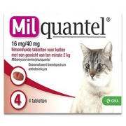 Milquantel Kat - > 2 Kg (16 Mg/40 Mg) - 4 Tabletten | Petcure.nl