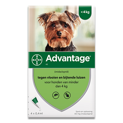 Advantage 40 | Hond tot 4kg | 4 pipetten EU