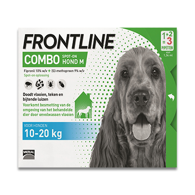 Frontline Combo Hond M | 10-20 kg | 3 pipetten